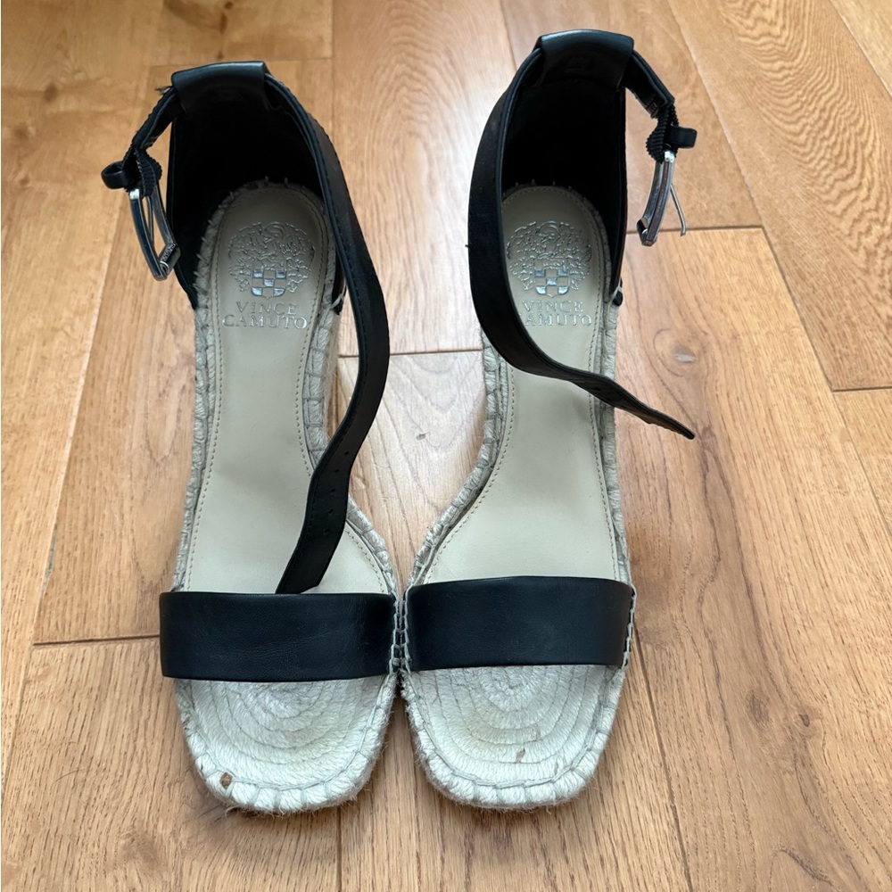 Vince Camuto Black Woven Espadrille Sandals - Size 8.5